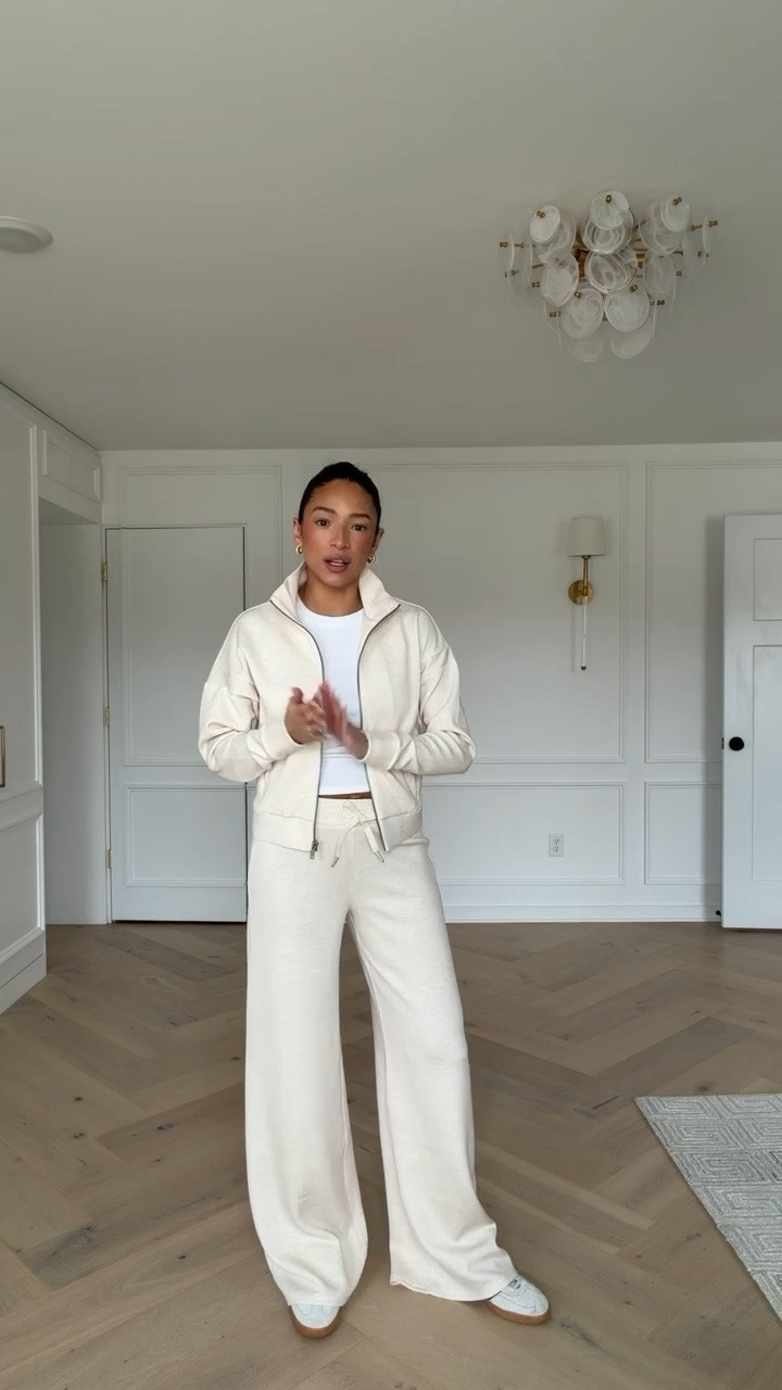 Spanx set 20-30% OFF!! This color is perfect for summer and this set is made with the most buttery soft material - it’s my go to travel and lounge set! Wearing size S track jacket and size S tall wide leg pants

work from home outfit, airport outfit, travel outfit, errands outfit, spanx outfit, spanx sale, loungewear

#LTKSaleAlert #LTKTravel