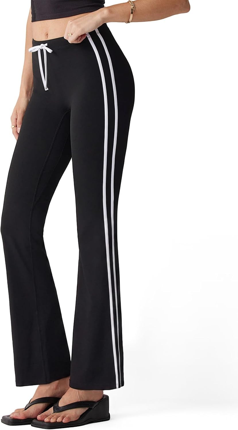 MOOSLOVER Women Flare Leggings Side Stripe Split Bell Bottom Track Pants | Amazon (US)