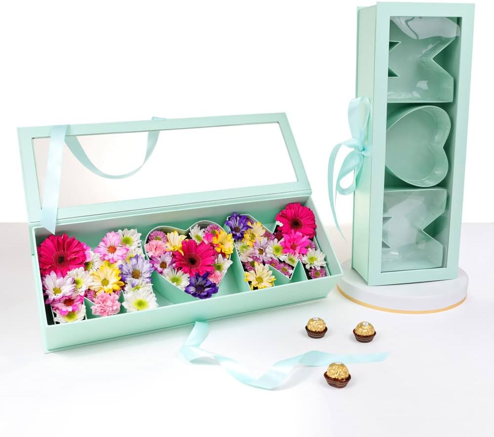 UNIKPACKAGING “MOM” Flower Gift Letter Shaped Fillable Box, with Plastic Liner, Size 22″ x ... | Amazon (US)