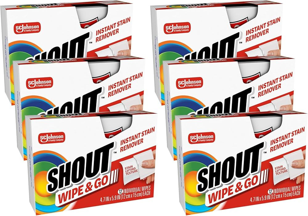 Shout Wipe & Go Instant Stain Remover Wipes, No Wash Required, Safe on Colorfast Washables, Trave... | Amazon (US)