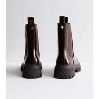 Brown Leather-Look Chunky Chelsea Ankle Boots New Look | New Look (UK)