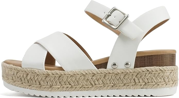 Soda “FIRELY” ~ Women Round Toe Crisscross Band Platform Espadrille Wedge Sandal with Adjusta... | Amazon (US)