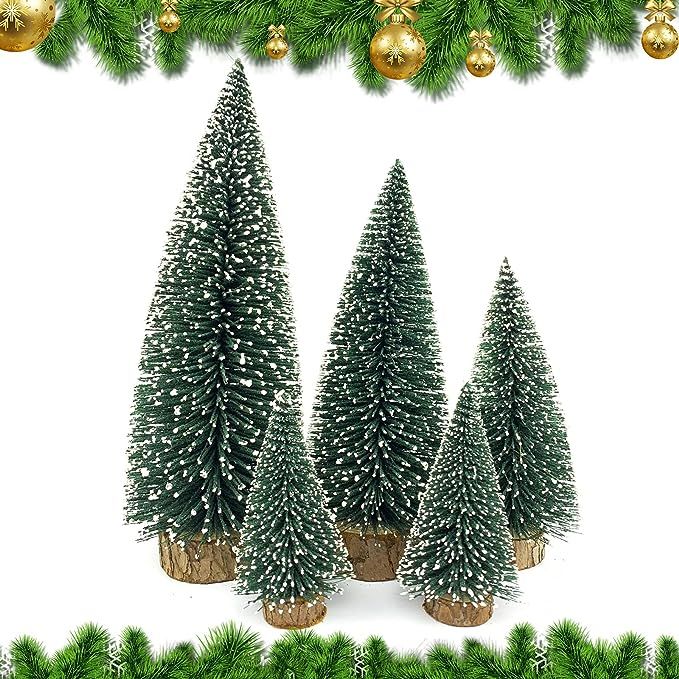 Mini Christmas Tree Small Christmas Tree Desktop Miniature Pine Tree Sisal Bottle Brush Trees wit... | Amazon (US)