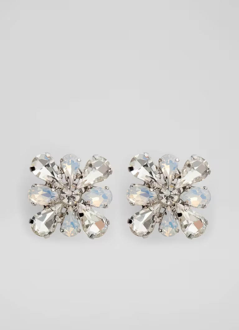 Odette Mul-Cream Crystal Floral Stud Earring | L.K. Bennett (UK)