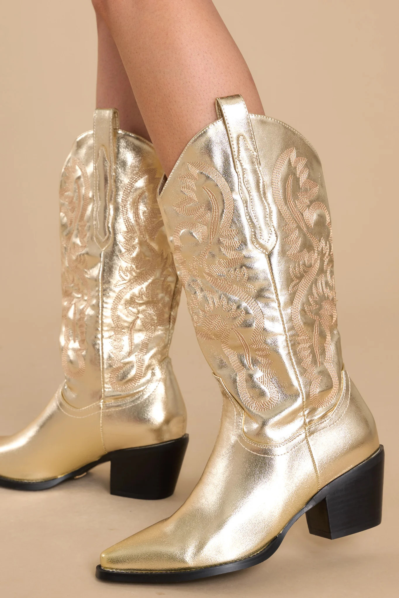Danilo Gold Metallic Boots | Red Dress 