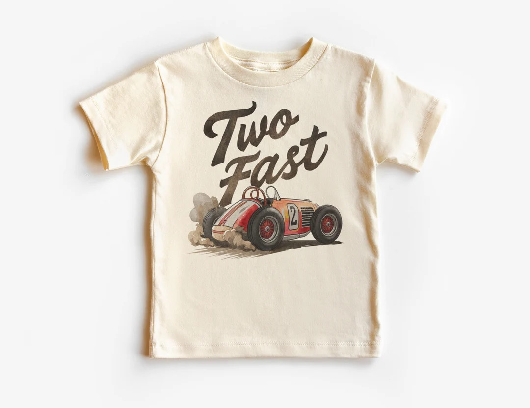 Two Fast Toddler Birthday Shirt Boys 2nd Birthday Retro Race Car Themed Outfit Boho Natural Kids ... | Etsy (US)