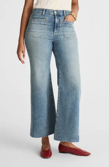 Madewell The Flared Wide Leg Crop Jeans in Shalimar Wash at Nordstrom Rack, Size 31 | Nordstrom Rack