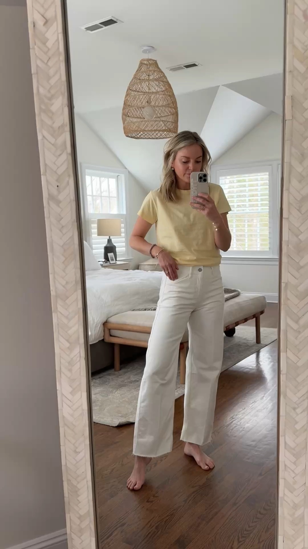 Jeans are on sale for under $100 today only 
-small tee, tts 
-26R jeans, tts, I’m 5’5 

#LTKSaleAlert