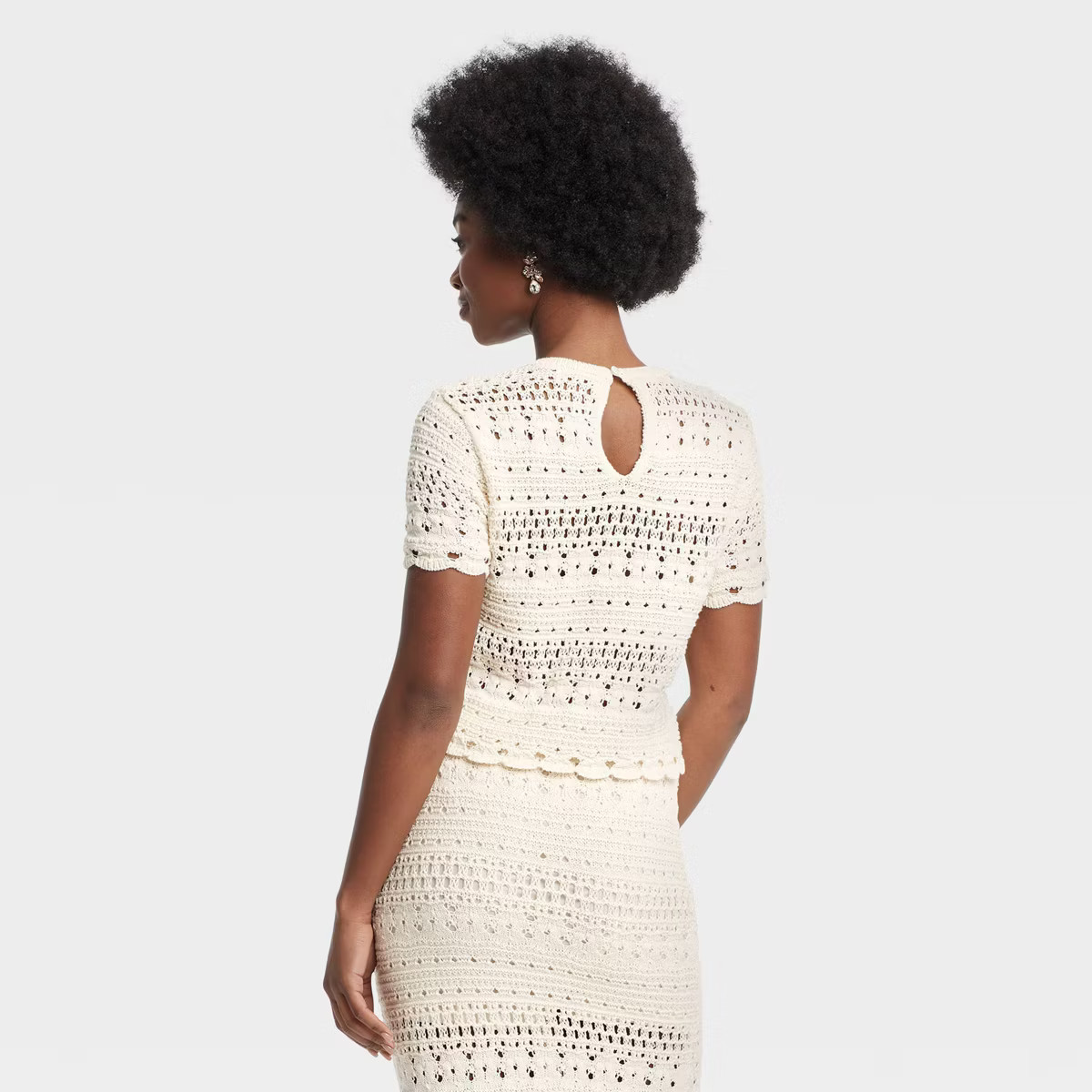 Women's Openwork Crewneck Pullover Sweater - Universal Thread™ Cream | Target