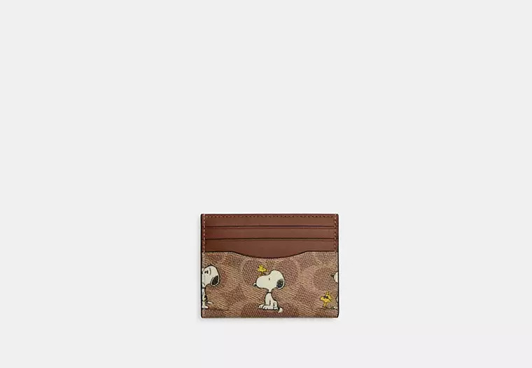 Coach X Peanuts Slim Id Card Case In Signature Canvas With Snoopy Print | Coach Outlet US