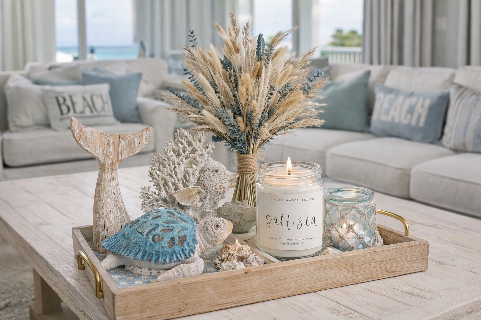 Who is ready for Beach season?? How beautiful is this display! I’ll link everything below. #beachy #beachdecor #beachvibes #beachhouse #homedecor 

#LTKSeasonal #LTKHome