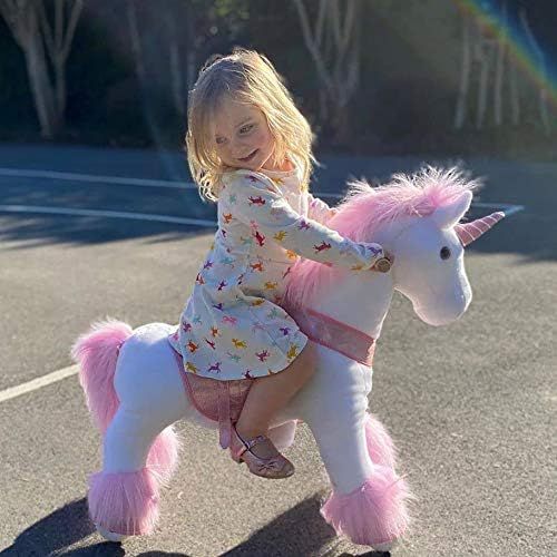 PonyCycle Official Classic U Series Ride on Horse Toy Plush Walking Animal Pink Unicorn Medium Si... | Amazon (US)