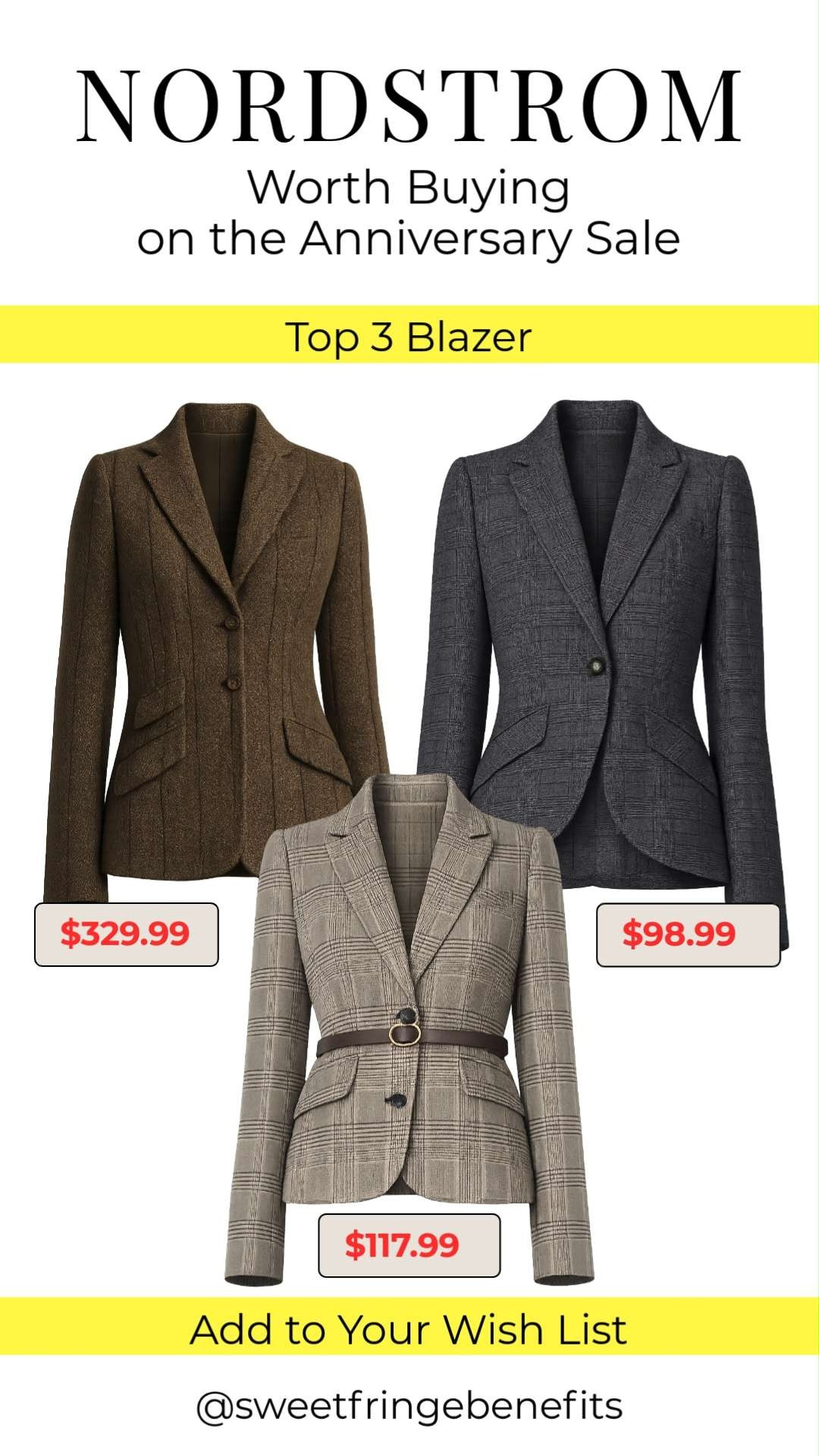 These are my top 3 blazer picks from the Nordstrom Anniversary Sale! Timeless, polished, and the kind of pieces you'll wear for work, church, date nights, and beyond.

💡 LTK MADE EASY
❤️ Heart = Support my posts!
🔖 Save = Get sale & restock alerts
📋 Lists = Keep favorites organized
📲 Share = Send lists and products to a friend. Hello, Christmas List!
💬 Comment = Ask me anything about what I'm wearing.:-) 

 #LTKSeasonal #LTKOver40 #LTKPetite
