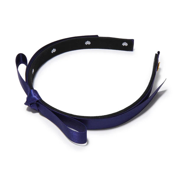NAVY BARDOT SATIN RIBBON HEADBAND | LELE SADOUGHI