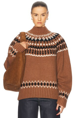 EAVES Cait Fair Isle Sweater in Brown | FWRD 