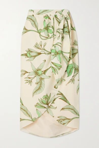Johanna Ortiz - Botanist Guide Floral-print Tencel-twill Wrap Skirt - Green | NET-A-PORTER (US)