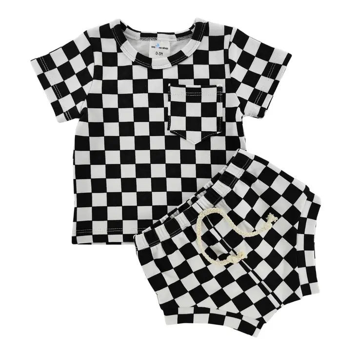 Black Checkered Pocket Set | PEGGI + ME