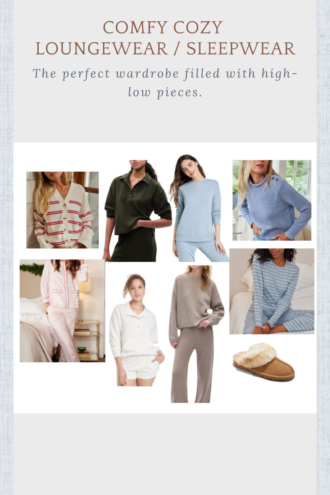 Comfy cozy loungewear and sleepwear at a variety of prices. Perfect options for building a high-low wardrobe! 

#LTKGiftGuide #LTKfindsunder100 #LTKfindsunder50