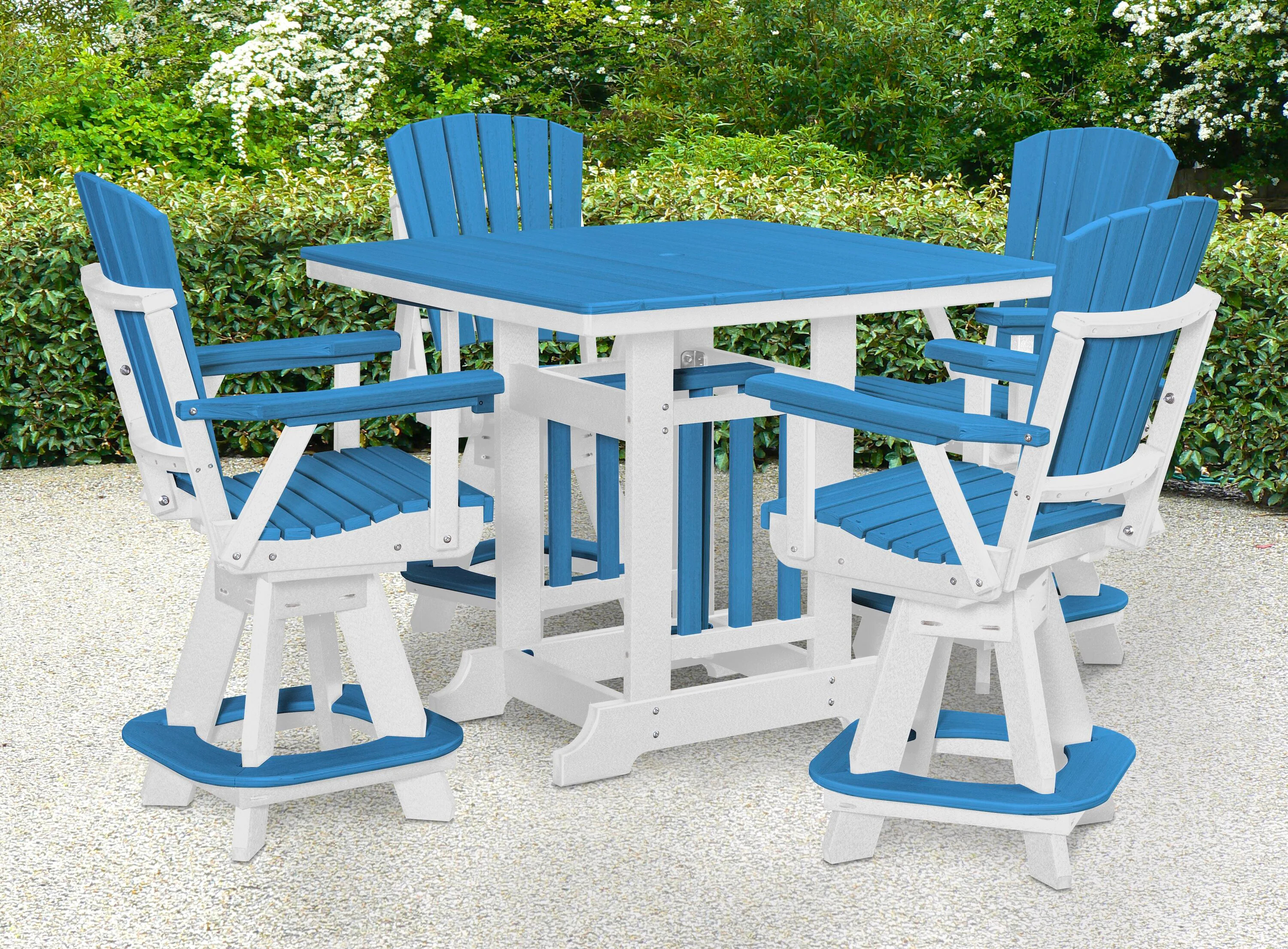 American Furniture Classics Adirondack 5 -Piece Black Counter height HDPE Square Table with 4 Swivel Chairs one_size | CJ130BW-K | Lowe's
