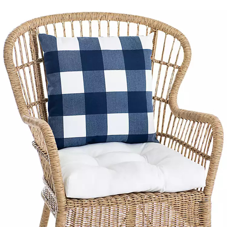 Navy Buffalo Check Outdoor Pillow | Kirkland's Home
