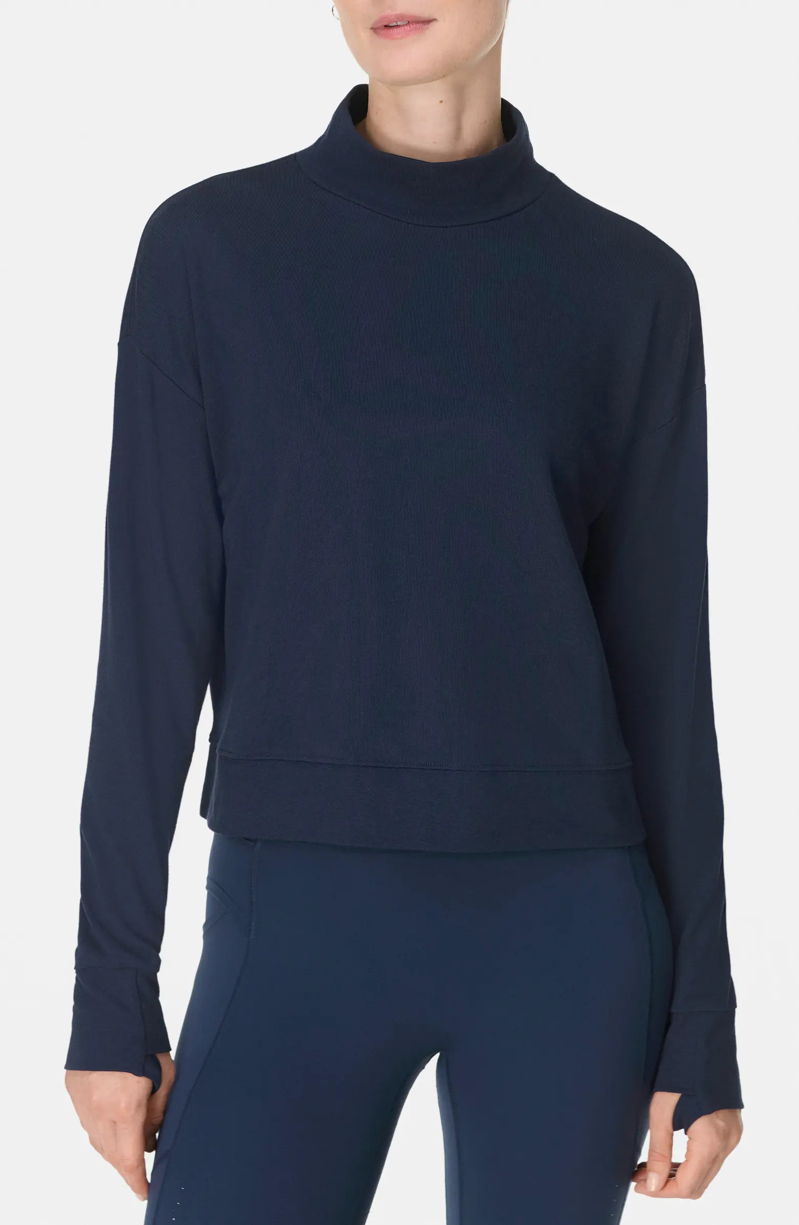 Sweaty Betty After Class Cotton Turtleneck Crop Sweatshirt | Nordstrom | Nordstrom