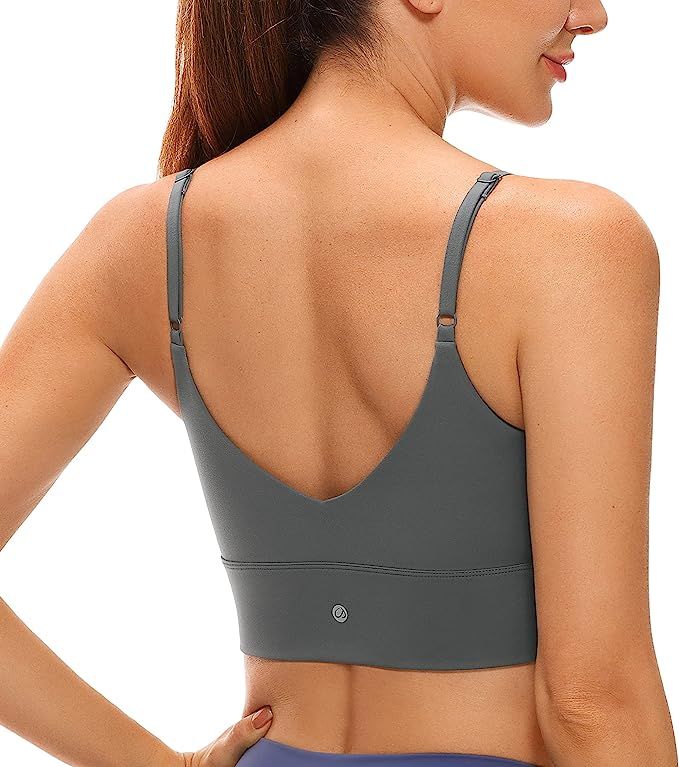 CRZ YOGA Adjustable Longline Sports Bra for Women - V Back Wireless Workout Padded Yoga Bra Cropp... | Amazon (US)