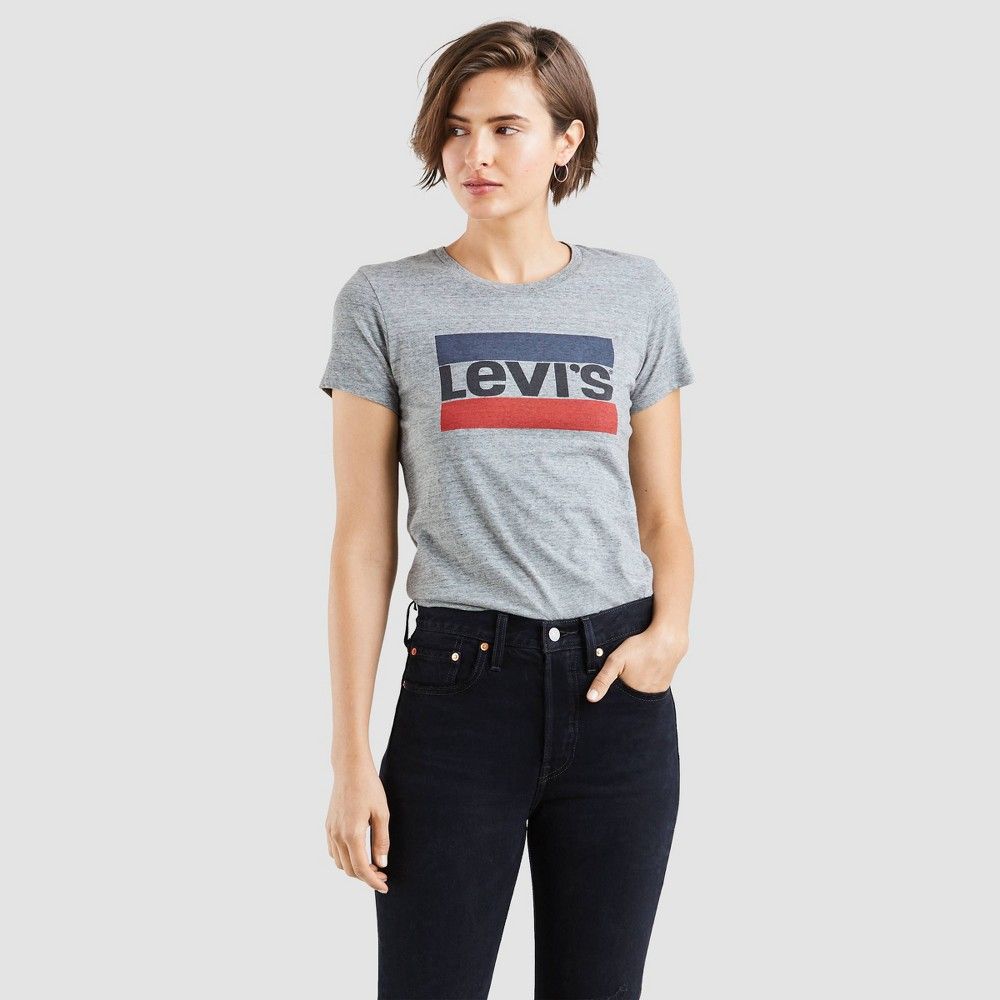 Levi's Women's Perfect Short Sleeve Crewneck Graphic T-Shirt - Smokestack Heather XL, Smokestack Gre | Target