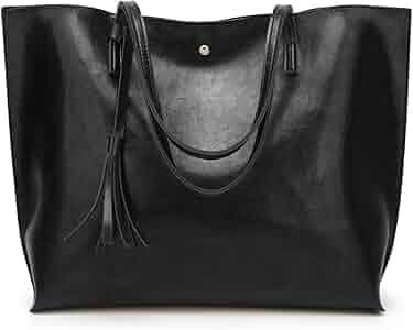 Women's Soft Faux Leather Tote Shoulder Bag from Dreubea, Big Capacity Tassel Handbag | Amazon (US)