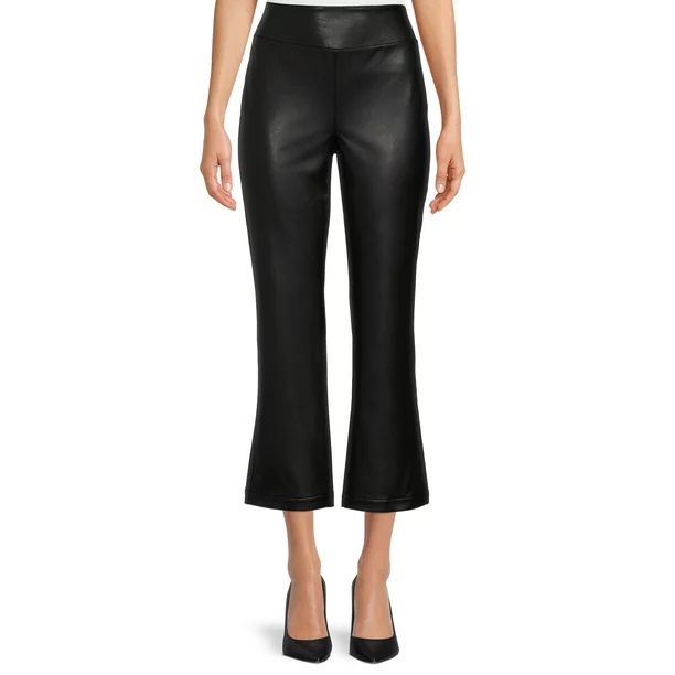Time and Tru Women's Faux Leather Crop Pants - Walmart.com | Walmart (US)