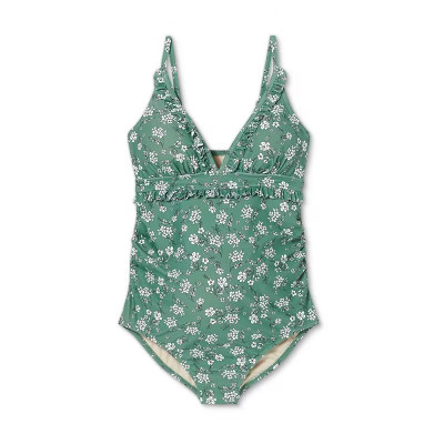 V-Neck Micro Ruffle One Piece Maternity Swimsuit - Isabel Maternity by Ingrid & Isabel™ Floral | Target
