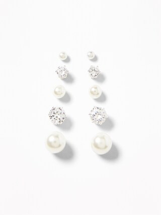 Faux-Pearl/Rhinestone Stud Earrings 5-Pack | Old Navy (US)