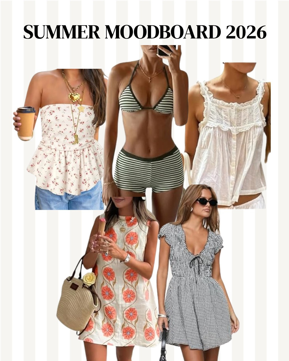 Your ultimate summer lookbook inspiration. 🍋✨

My Summer Moodboard 2026 is all about that effortless, casual chic lifestyle. Whether you are prepping for a sunny getaway or just upgrading your everyday wardrobe, these pieces bring the ultimate summer aesthetic.

From breathable, vintage inspired matching sets to flirty floral details and classic gingham dresses, this lineup is perfect for building a functional summer capsule wardrobe. These outfits easily transition from morning coffee runs to warm afternoon dates while keeping you looking completely polished.

I’ve sourced the absolute best viral fashion finds that look high end but won't break the bank. Shop the full style roundup and get ready for the season! 

Why these pieces are staples:

🕊️ Effortless & Airy: Lightweight fabrics that keep you cool while looking perfectly styled.

🌴 Versatile Styling: Pieces you can effortlessly mix, match, and wear on repeat all season long.

📦 Prime Deals: High quality, budget friendly style finds with fast shipping.

Click below to shop the moodboard items! 🛍️

#LTKstyletip #SummerFashion2026 #SummerMoodboard #CapsuleWardrobe #CasualChic #VacationOutfits #AestheticStyle #EffortlessChic #LTKunder50 #EverydayLuxe #GinghamDress #SummerInspo #wedding guestdresssummer 

 #LTKootd #LTKPetite #LTKWedding