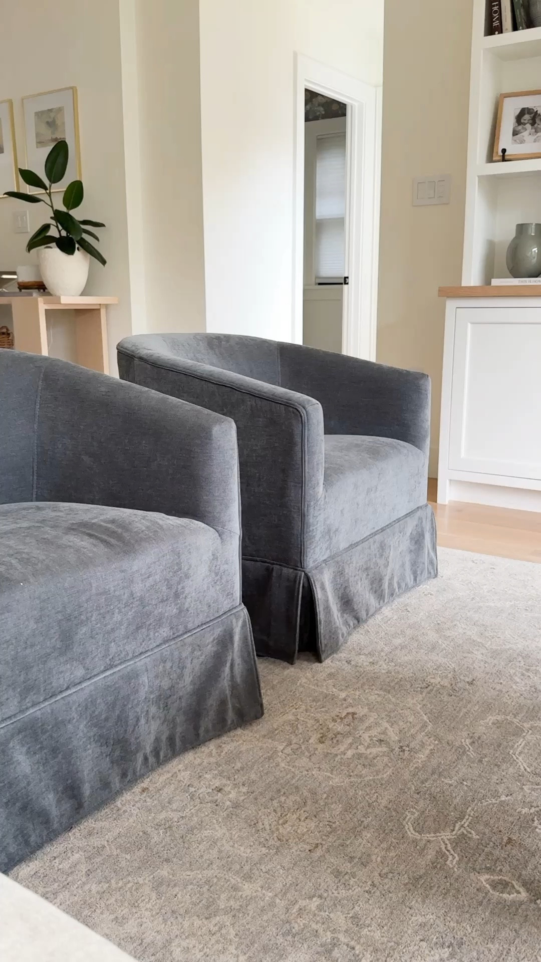 Our affordable gray swivel chairs were just restocked! These look like an expensive designer version but you can get them on Walmart- just restocked. Perfect for small spaces. small swivel chair, affordable, Walmart, amazon, Nancy Myers inspired living room design 

#LTKSaleAlert #LTKStyleTip #LTKHome