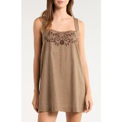 Reformation Poppy Embroidered Sleep Dress in Tartine Check at Nordstrom, Size X-Small | Nordstrom