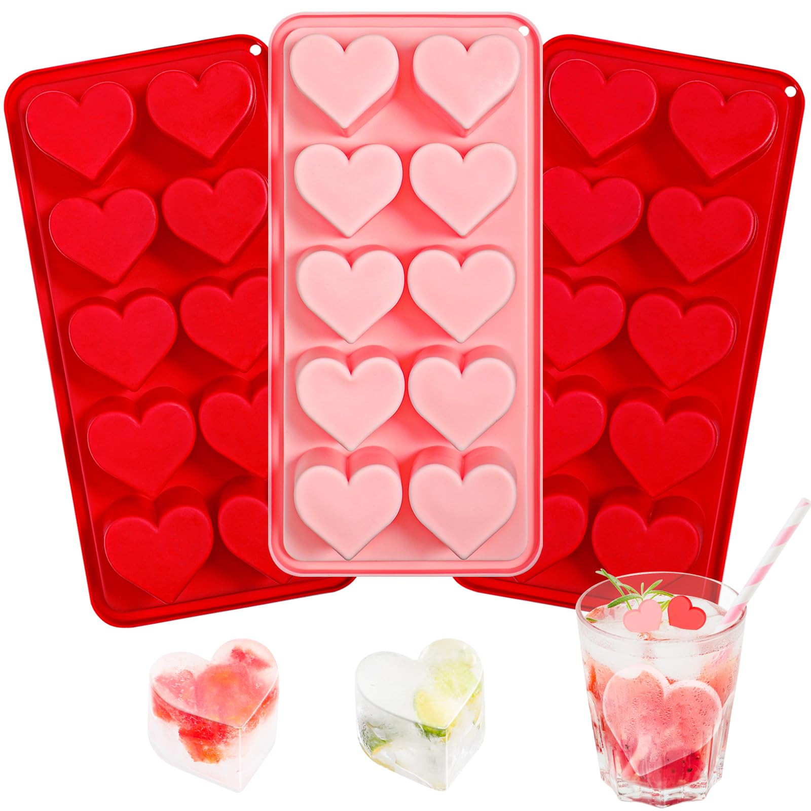 Webake Heart Ice Cube Molds, 10-Cavity Heart Shaped Silicone Molds for Chocolate, Ice Cubes, Cand... | Amazon (CA)