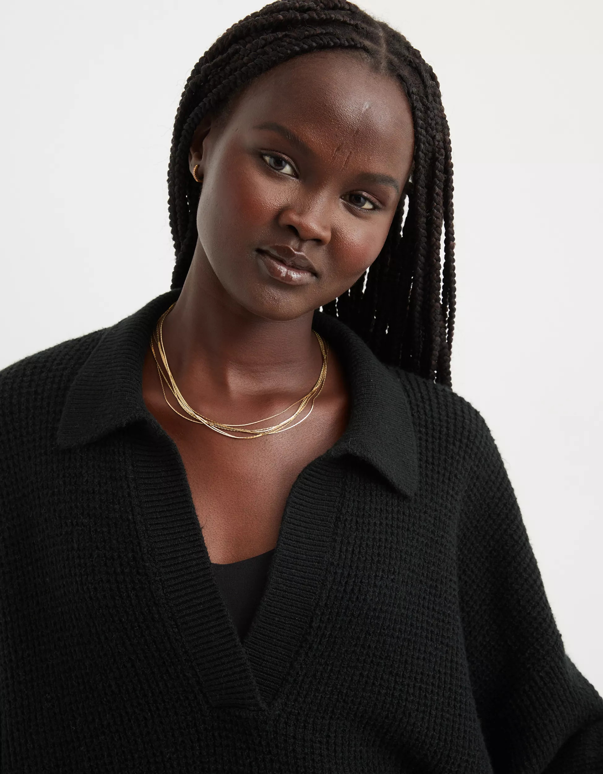 Aerie CozyUp Waffle Polo Sweater | Aerie