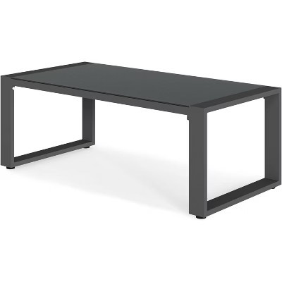 Heynemo Aluminum Outdoor Coffee Table, All-Weather Metal Rectangular Patio Side Table with Tempered Glass Top, for Porch Backyard Garden, Grey Gray | Target