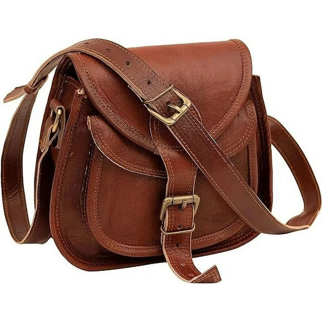 Rajeriya- Brown 9 inch Women Leather Cross-Body Shoulder Bag Satchel Ladies Purse Genuine Multi P... | Walmart (US)
