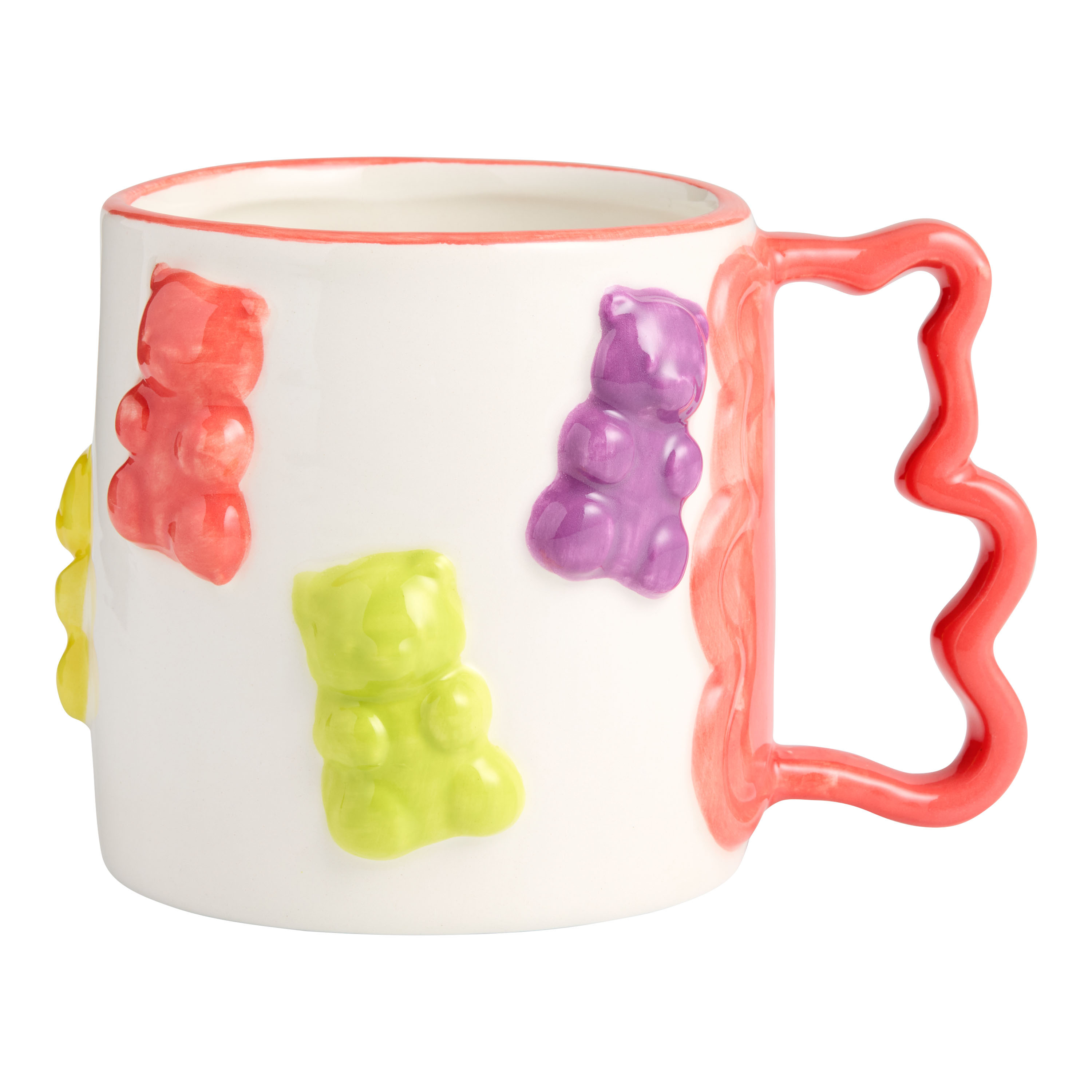 Multicolor Dimensional Gummy Bear Hand Painted Ceramic Mug | World Market