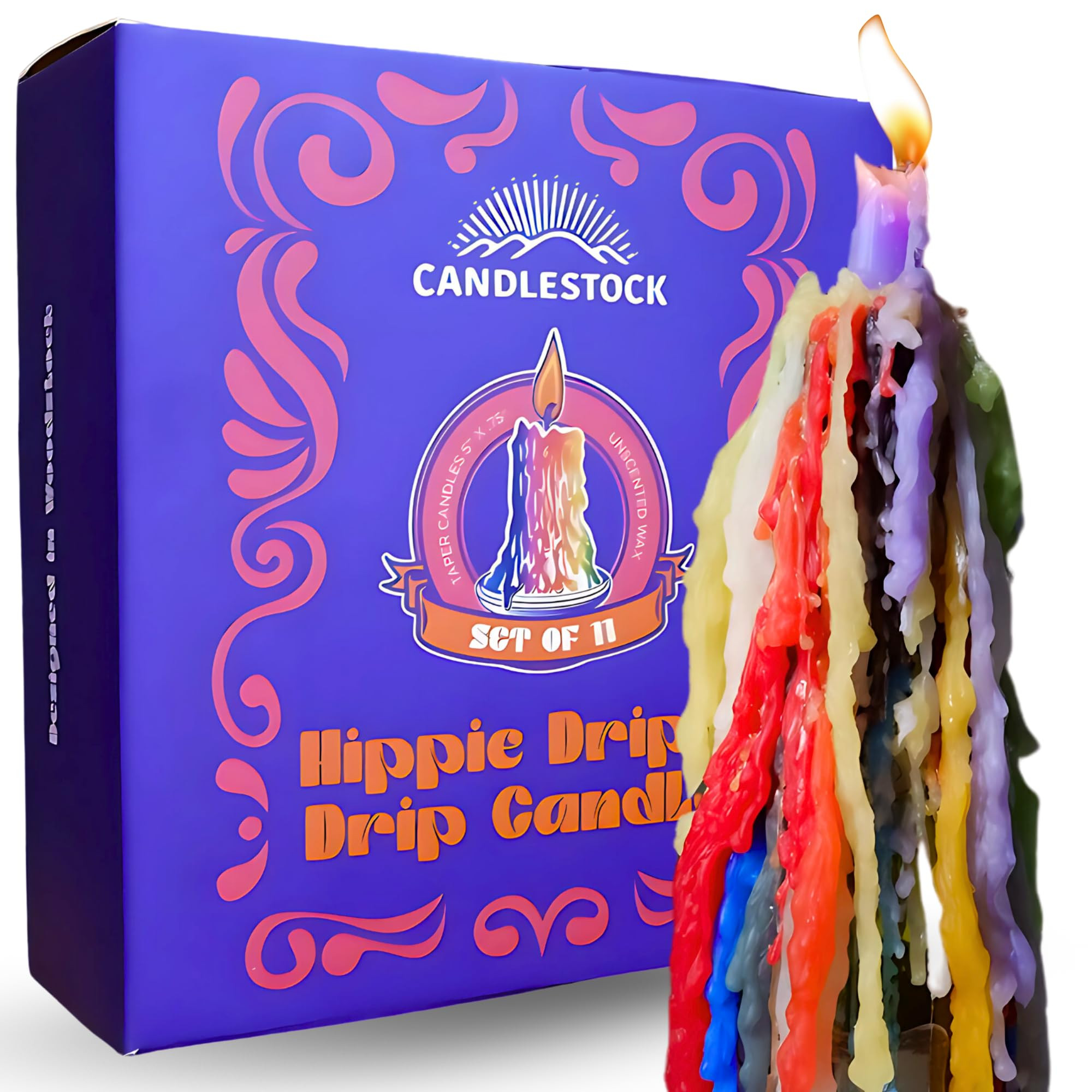 Candlestock Hippie Drippy Drip Candles - Pack of 11 Dripping Taper Candles - Wine Bottle Melting ... | Amazon (US)