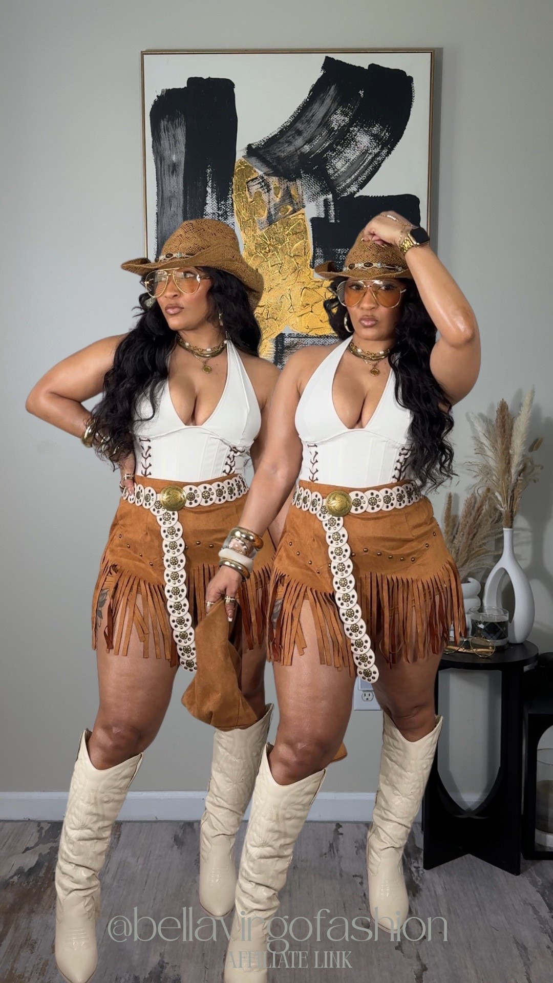 What’s rodeo season without corset halter tops, and fringe! I also paired this top with long denim for my girlies that don’t wear shorts🫶🏽🫶🏽 Which look is your fav? *Everything tagged is exact. I’ve also included different lengths of the shorts in the link under “similar” items *Wearing pasties under this top. Tagged🫶🏽
Everything: Medium/8



#LTKgrwm #LTKootd #LTKFestival