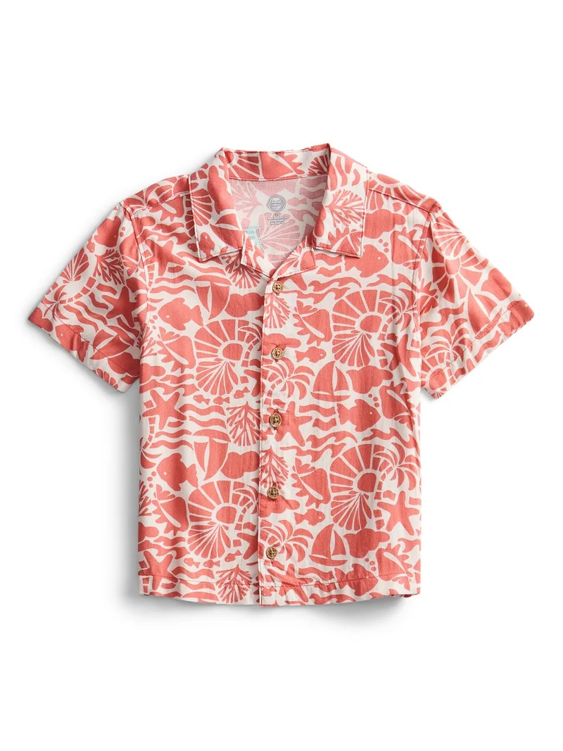 Wonder Nation Toddler Boys Camp Shirt with Short Sleeves, Sizes 12M-5T | Walmart (US)