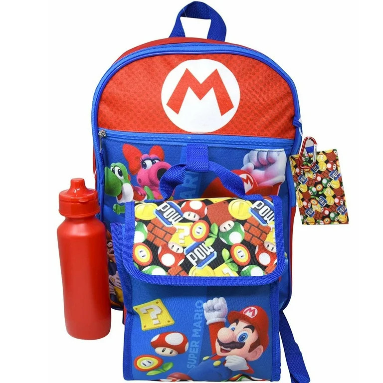 Super Mario Red 5pc 16" Backpack Set | Walmart (US)