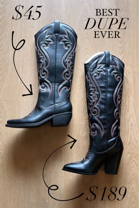 Found the best women’s cowboy boots dupe!!! For almost 1/4 the price. 

#LTKshoecrush #LTKsalealert #LTKfindsunder50