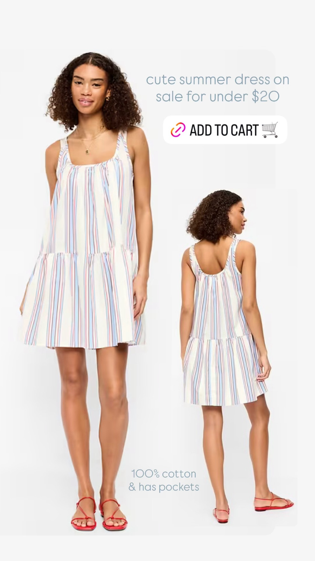 striped dress on sale for under $20 and a cute option for Memorial Day and 4th of July. 100% cotton and has pockets  

#LTKSaleAlert