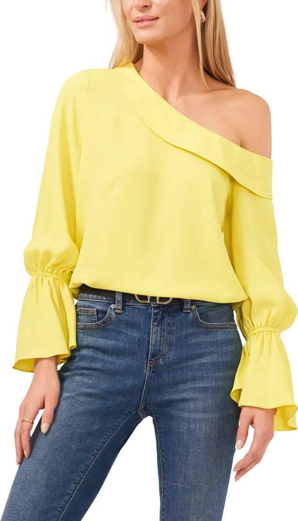 Vince Camuto One-Shoulder Bell Sleeve Blouse | Nordstrom | Nordstrom