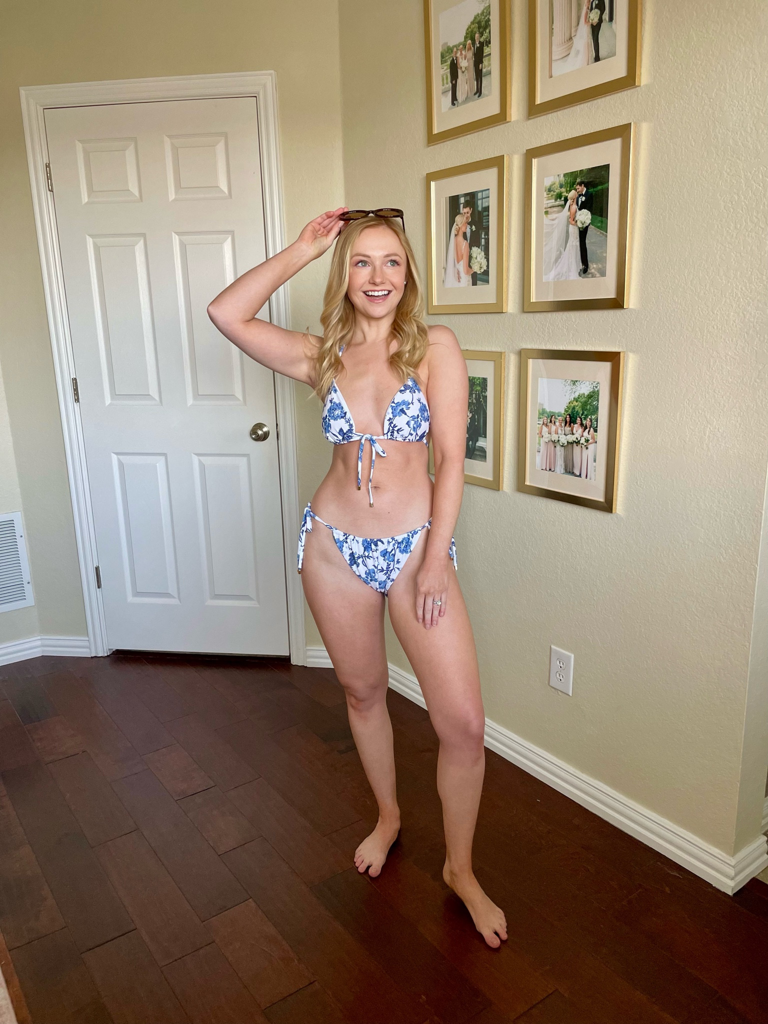 Wearing an XS in top and S in bottoms | bikini, swimsuit, swim set, blue and white swimsuit 

#LTKSeasonal #LTKSwim #LTKStyleTip