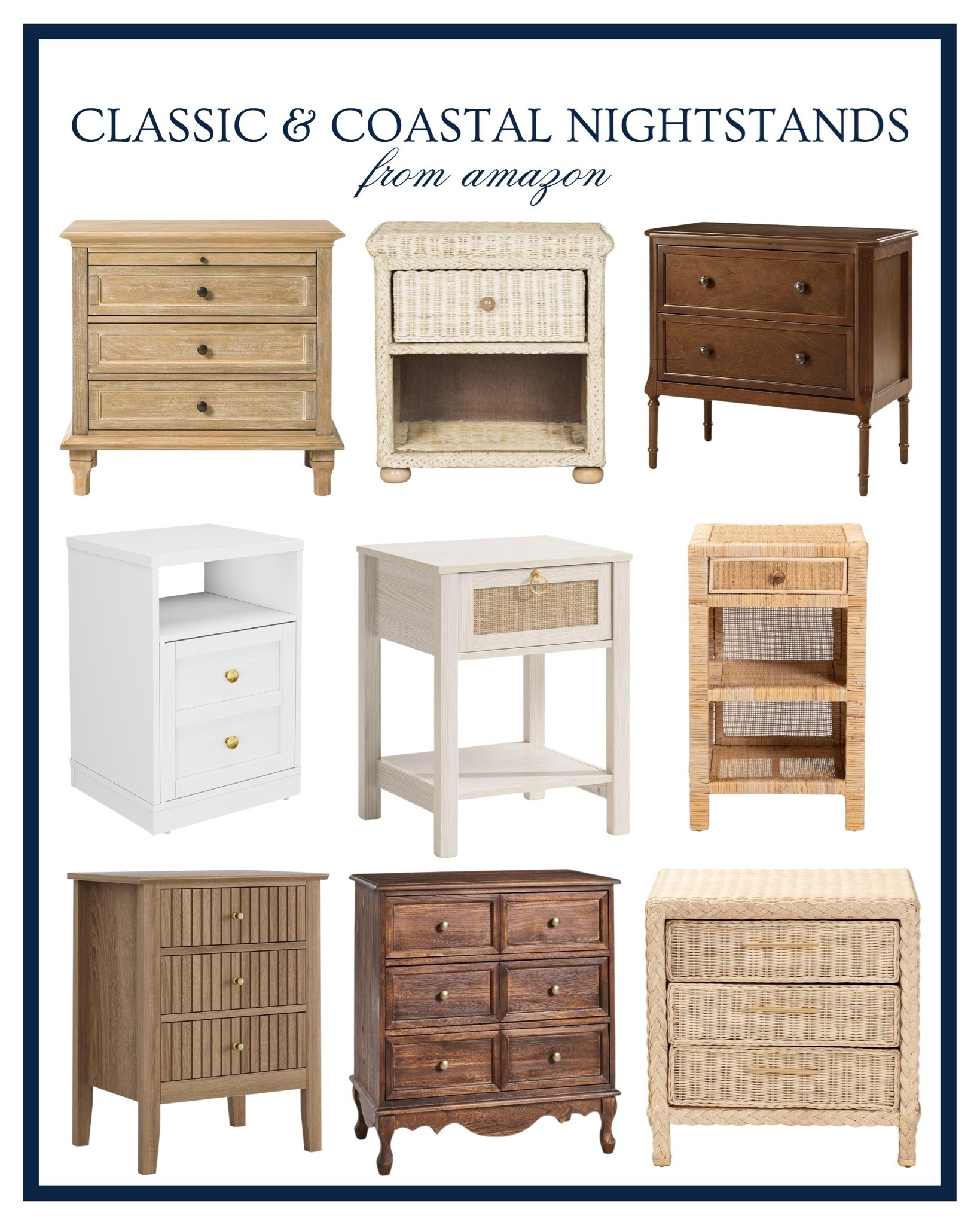 Classic nightstands and coastal nightstands from Amazon 🤍🐚 Amazon home, Amazon nightstand, Amazon bedroom decor, coastal home decor, coastal furniture, classic furniture