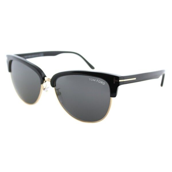 Tom Ford Square TF 368 01A Unisex Shiny Black Gold Frame Grey Polarized Lens Sunglasses | Bed Bath & Beyond