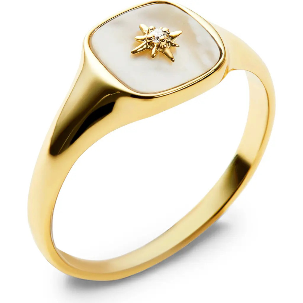 Ana Luisa Amara Mother-of-Pearl Star Signet Ring in Gold/white at Nordstrom, Size 6 | Nordstrom